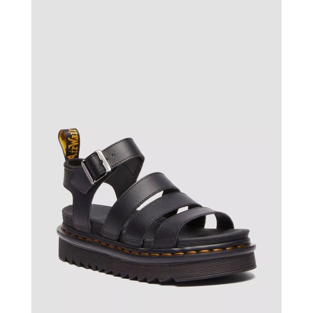 Dr. Martens Blaire Athena Leather Strap Sandals in Black Size 8 Women's
